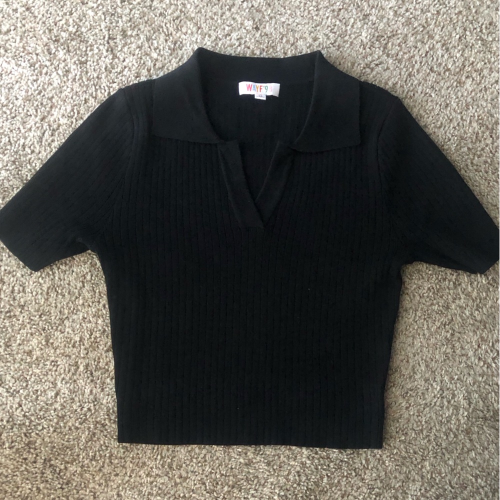 Gently Used Wayf Williams Cropped Polo in Black